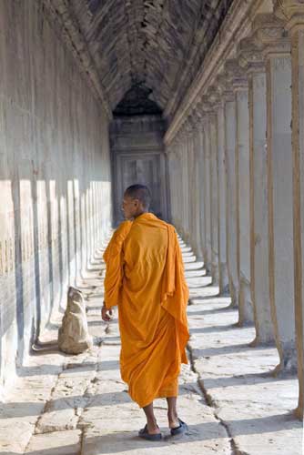 monk walking at angkor-AsiaPhotoStock